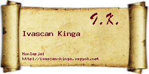 Ivascan Kinga névjegykártya